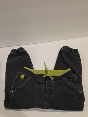 Boboli Kids Black Jogger Pants with Lime Accents Size 2 92cm